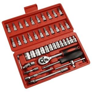 46-Piece Red Tool Set with Ratchet